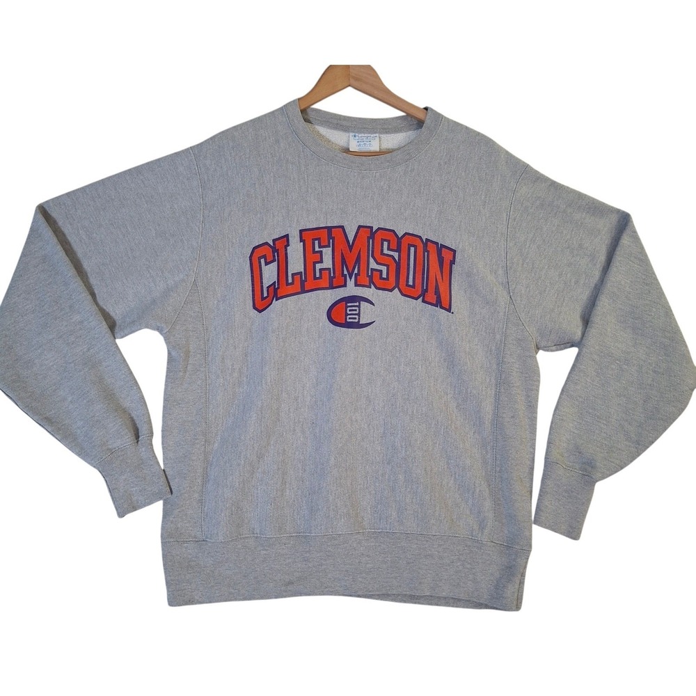 Champion Reverse Weave Clemson Tigers Sweatshirt Mens Medium Gray Pullover